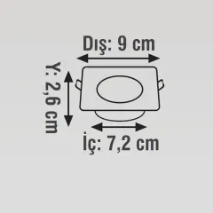 K2 5w 450 Lümen Beyaz Gövde Smd Downlight Slim Led Kare Sıva Altı Armatür