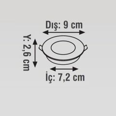 K2 5w 450 Lümen Beyaz Gövde Smd Downlight Slim Led Yuvarlak Sıva Altı Armatür