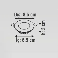 K2 5w 450 Lümen Smd Downlight Led Yuvarlak Sıva Altı Armatür