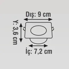 K2 5w 450 Lümen Beyaz Gövde Smd Downlight Led Kare Sıva Altı Armatür