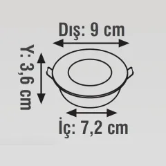 K2 5W 450 Lümen Beyaz Gövde Smd Downlight Led Yuvarlak Sıva Altı Armatür