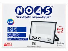 NOAS 100W Led Projektör 9000 Lümen 6500K Beyaz Işık IP65