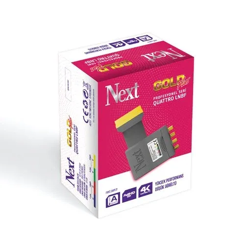 Next Gold Plus Quadro LNB | Merkezi Sistem LNB (0.1 dB, 4 Bağımsız Bant Çıkışı, 4K Uyumlu)