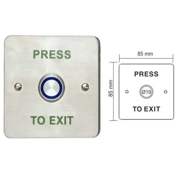Paslanmaz Çıkış Butonu Çift Kontak (Sıva Altı) Yeşil,Kırmızı,Mavi
