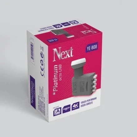 Next YE-808 Platinum Octo LNB | Sekizli Çıkış (0.1 dB Düşük Gürültü, 4K UHD Uyumlu)
