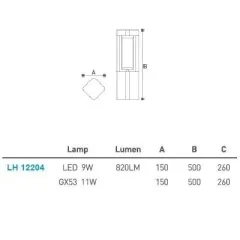 Led Bahçe Armatürü Bollard 50cm Lh-12204