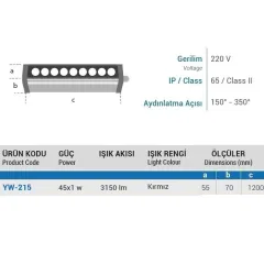 Ycl 45x1 120cm Wallwasher Kırmızı